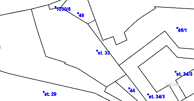 Parcela st. 32 v KÚ Sousedovice, Katastrální mapa