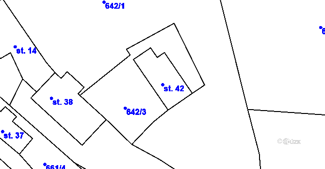Parcela st. 42 v KÚ Sousedovice, Katastrální mapa