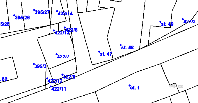 Parcela st. 47 v KÚ Sousedovice, Katastrální mapa