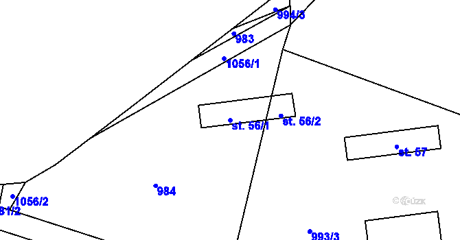 Parcela st. 56/1 v KÚ Sousedovice, Katastrální mapa
