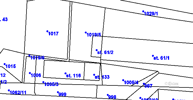 Parcela st. 61/2 v KÚ Sousedovice, Katastrální mapa