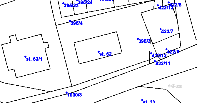 Parcela st. 62 v KÚ Sousedovice, Katastrální mapa