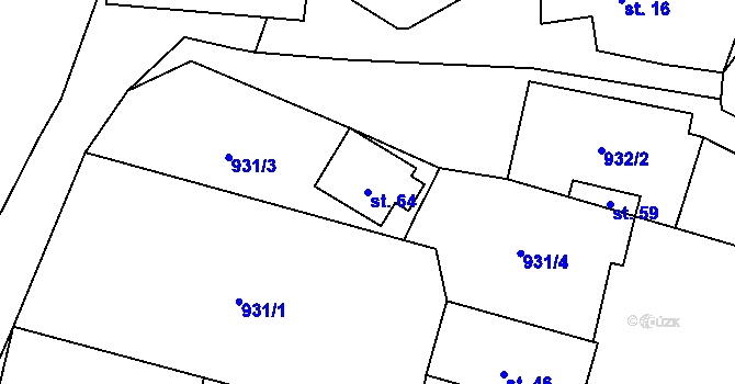 Parcela st. 64 v KÚ Sousedovice, Katastrální mapa