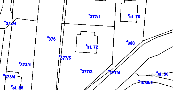 Parcela st. 72 v KÚ Sousedovice, Katastrální mapa