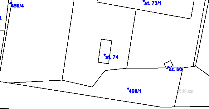 Parcela st. 74 v KÚ Sousedovice, Katastrální mapa