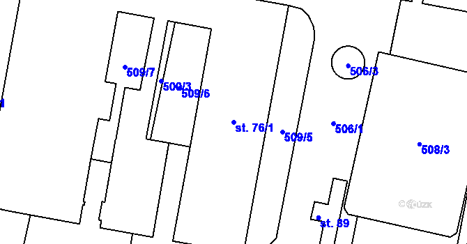 Parcela st. 76/1 v KÚ Sousedovice, Katastrální mapa