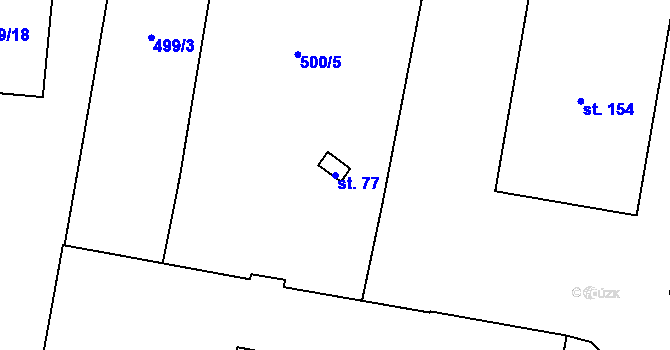 Parcela st. 77 v KÚ Sousedovice, Katastrální mapa