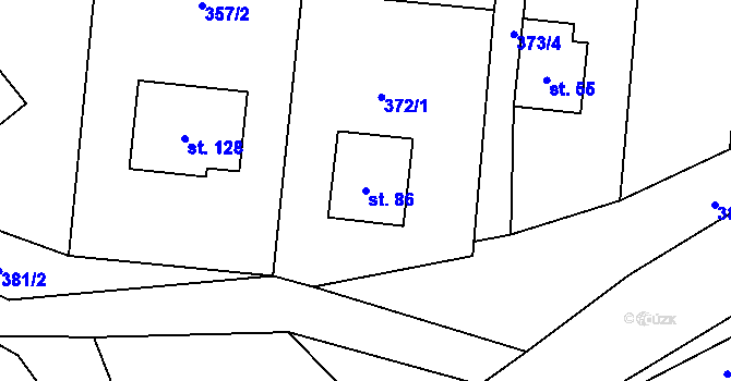 Parcela st. 86 v KÚ Sousedovice, Katastrální mapa