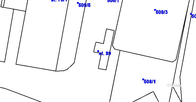 Parcela st. 89 v KÚ Sousedovice, Katastrální mapa