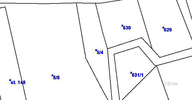 Parcela st. 5/4 v KÚ Sousedovice, Katastrální mapa
