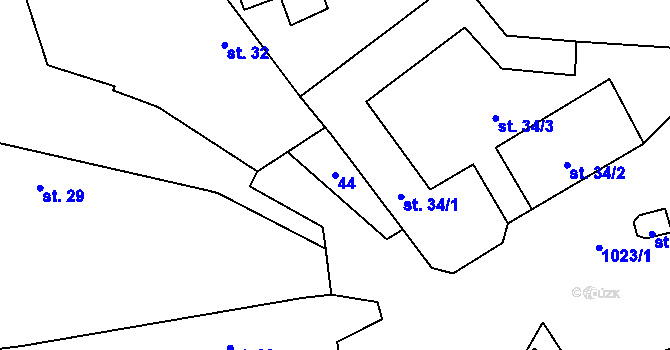 Parcela st. 44 v KÚ Sousedovice, Katastrální mapa