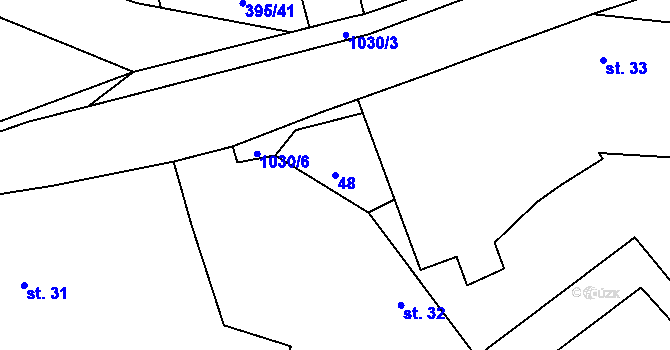 Parcela st. 48 v KÚ Sousedovice, Katastrální mapa