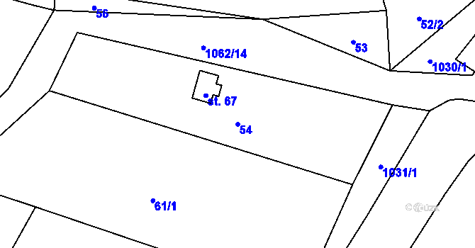 Parcela st. 54 v KÚ Sousedovice, Katastrální mapa