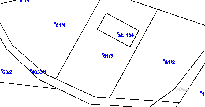 Parcela st. 61/3 v KÚ Sousedovice, Katastrální mapa