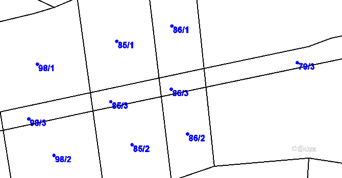 Parcela st. 86/3 v KÚ Sousedovice, Katastrální mapa