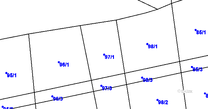Parcela st. 97/1 v KÚ Sousedovice, Katastrální mapa