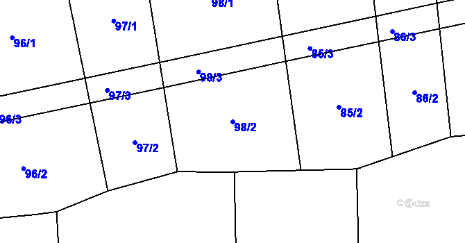 Parcela st. 98/2 v KÚ Sousedovice, Katastrální mapa