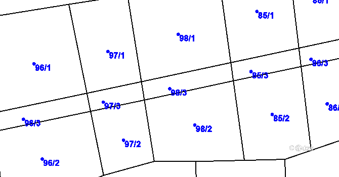 Parcela st. 98/3 v KÚ Sousedovice, Katastrální mapa