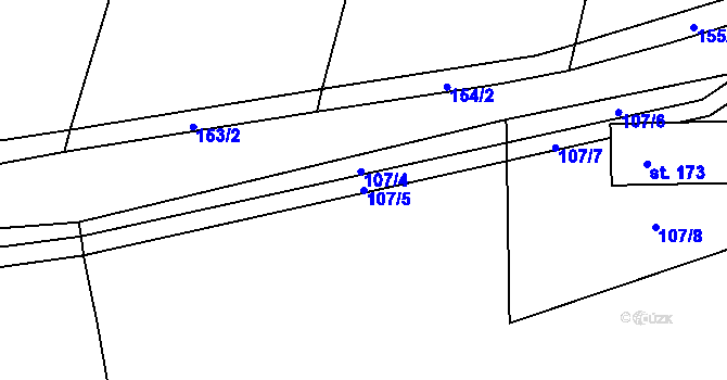 Parcela st. 107/5 v KÚ Sousedovice, Katastrální mapa