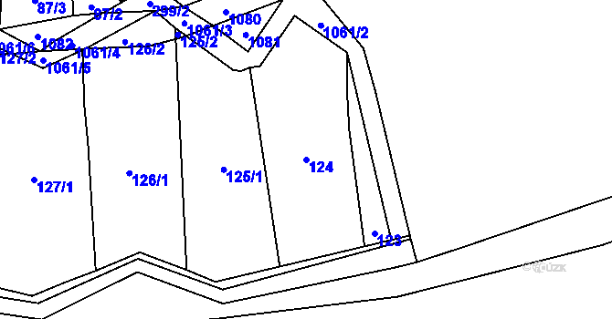 Parcela st. 124 v KÚ Sousedovice, Katastrální mapa