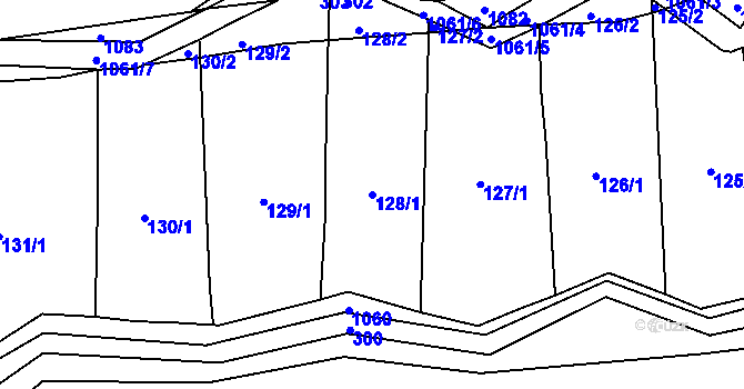 Parcela st. 128/1 v KÚ Sousedovice, Katastrální mapa
