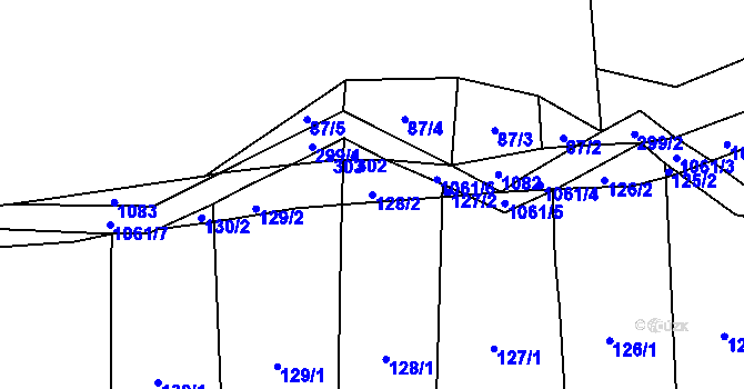 Parcela st. 128/2 v KÚ Sousedovice, Katastrální mapa