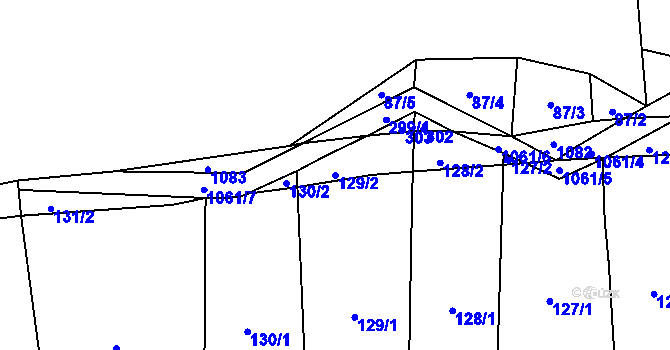 Parcela st. 129/2 v KÚ Sousedovice, Katastrální mapa