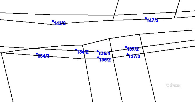 Parcela st. 136/1 v KÚ Sousedovice, Katastrální mapa
