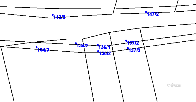 Parcela st. 136/2 v KÚ Sousedovice, Katastrální mapa