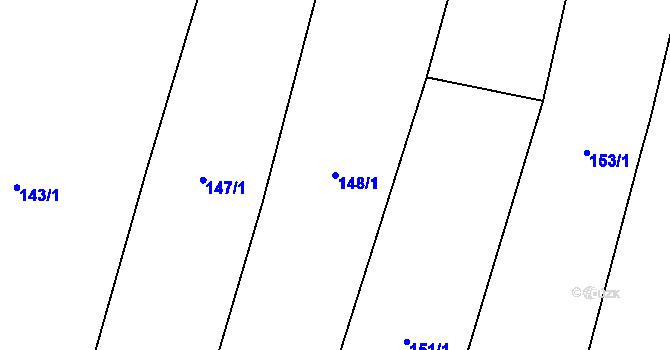 Parcela st. 148/1 v KÚ Sousedovice, Katastrální mapa