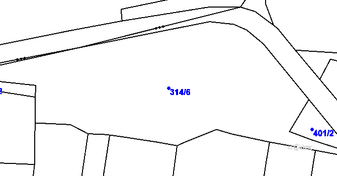 Parcela st. 314/6 v KÚ Sousedovice, Katastrální mapa