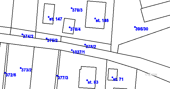 Parcela st. 378/2 v KÚ Sousedovice, Katastrální mapa