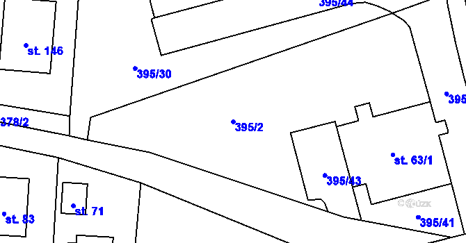 Parcela st. 395/2 v KÚ Sousedovice, Katastrální mapa