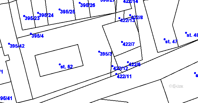 Parcela st. 395/3 v KÚ Sousedovice, Katastrální mapa