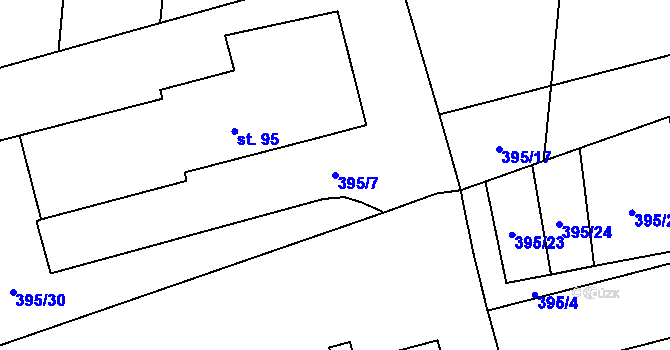 Parcela st. 395/7 v KÚ Sousedovice, Katastrální mapa