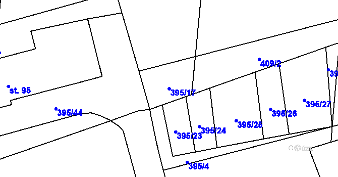 Parcela st. 395/17 v KÚ Sousedovice, Katastrální mapa