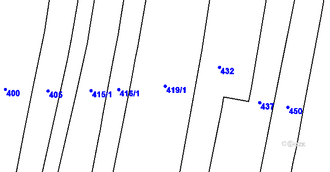Parcela st. 419/1 v KÚ Sousedovice, Katastrální mapa