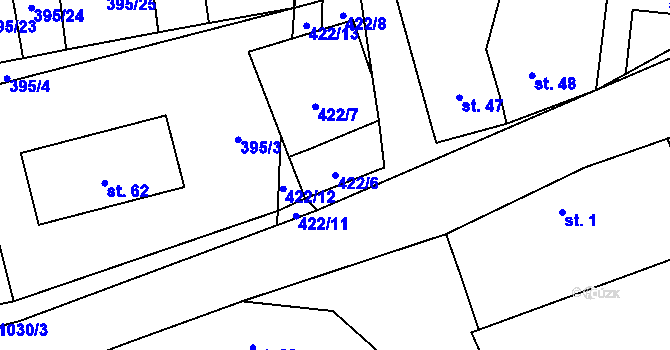 Parcela st. 422/6 v KÚ Sousedovice, Katastrální mapa