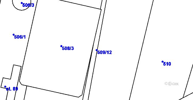Parcela st. 509/12 v KÚ Sousedovice, Katastrální mapa