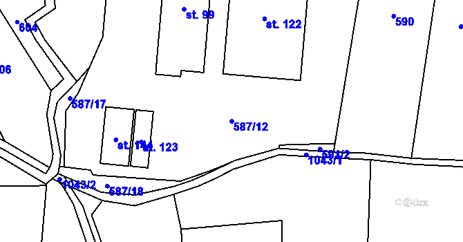 Parcela st. 587/12 v KÚ Sousedovice, Katastrální mapa