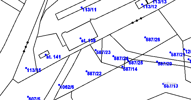 Parcela st. 587/23 v KÚ Sousedovice, Katastrální mapa