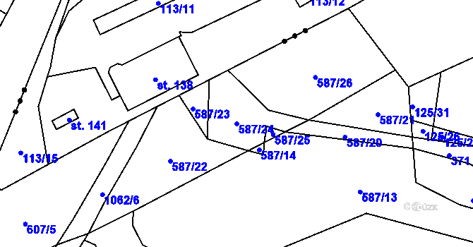 Parcela st. 587/24 v KÚ Sousedovice, Katastrální mapa