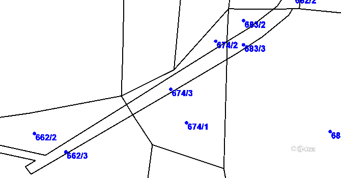Parcela st. 674/3 v KÚ Sousedovice, Katastrální mapa