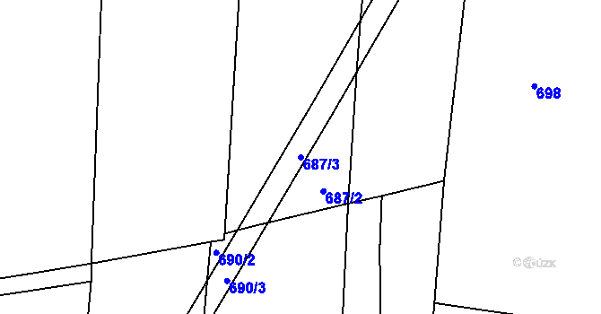Parcela st. 687/3 v KÚ Sousedovice, Katastrální mapa