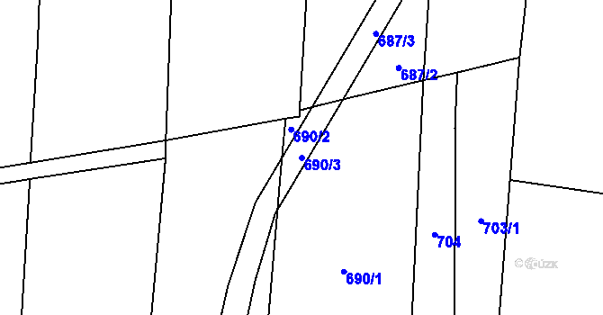 Parcela st. 690/3 v KÚ Sousedovice, Katastrální mapa