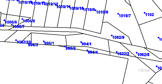 Parcela st. 994/1 v KÚ Sousedovice, Katastrální mapa