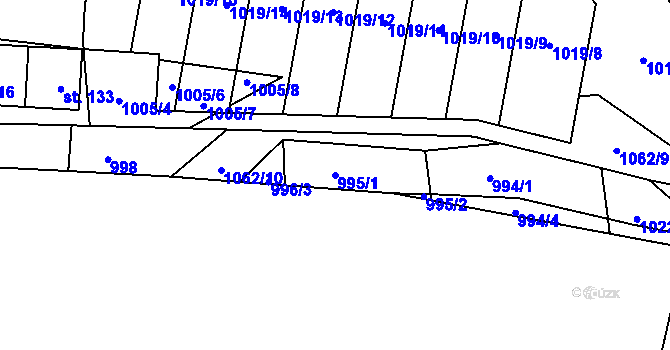 Parcela st. 995/1 v KÚ Sousedovice, Katastrální mapa