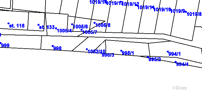 Parcela st. 996/3 v KÚ Sousedovice, Katastrální mapa