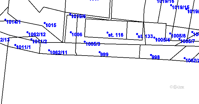Parcela st. 999 v KÚ Sousedovice, Katastrální mapa