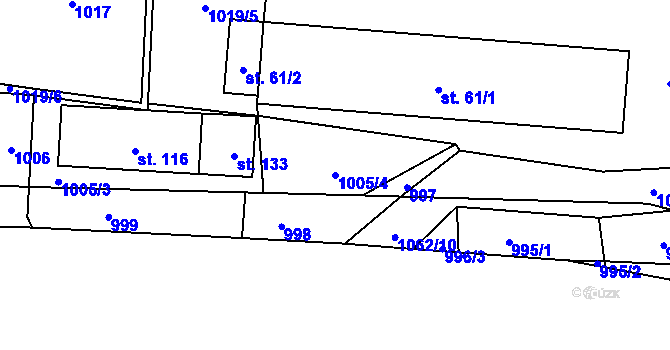 Parcela st. 1005/4 v KÚ Sousedovice, Katastrální mapa